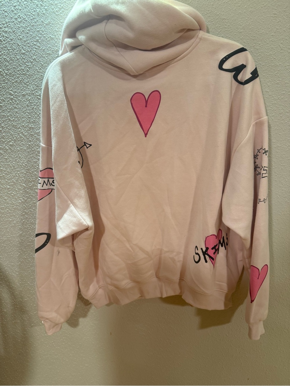 SKIMS BARELY PINK ANGEL SKETCH HOODIE COTTON FLEECE NWT XL - Picture 5 of 5